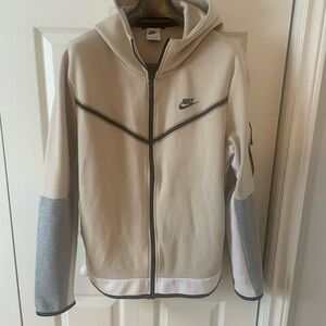 Nike Beige and Gray Zip Up Sweater